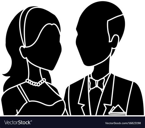 Portrait Wedding Couple Happy Bride And Groom Vector Image