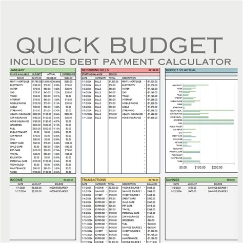 QUICK BUDGET SPREADSHEET - Etsy