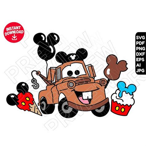 Cars Svg Tow Mater Disneyland Snacks Svg Png Clipart Dxf Cu Inspire