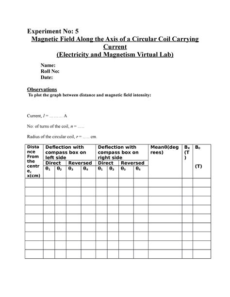 Experiment No 5 Magnetic field along the axis of a circular coil ...