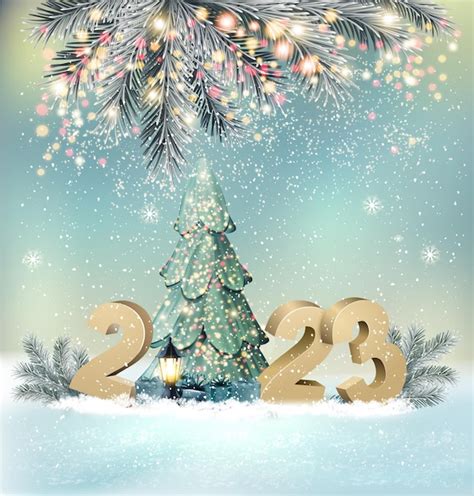 Premium Vector Merry Christmas And Happy New Year Background With A 2023 Letters Christmas