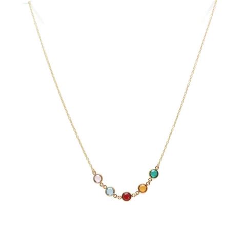 Solid Gold Necklace Gold Birthstone Necklace Mothers - Etsy