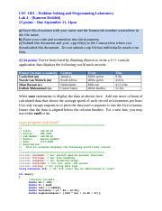 CSC1101 Lab04 KamrenD Docx CSC 1101 Problem Solving And Programming