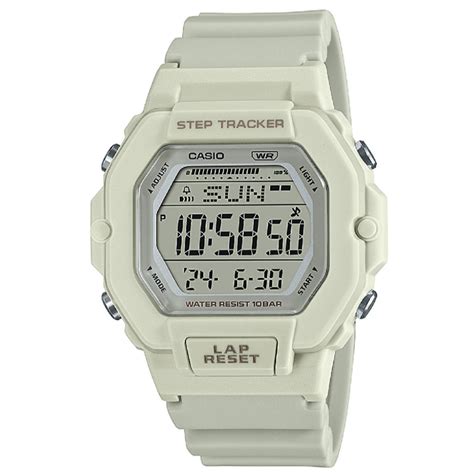 Montre Femme Casio Lws H Avef Bracelet R Sine Blanc Sur