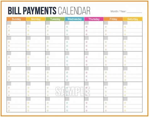 Blank Calendar For Monthly Bills Calendar Template Printable