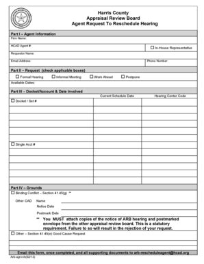 Fillable Online Hcad Reschedform021813 ARB Forms Hcad Fax Email Print