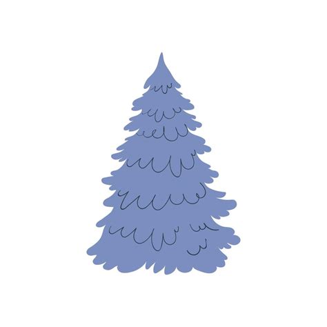 Rbol De Navidad Azul De Dibujos Animados Sobre Un Fondo Blanco