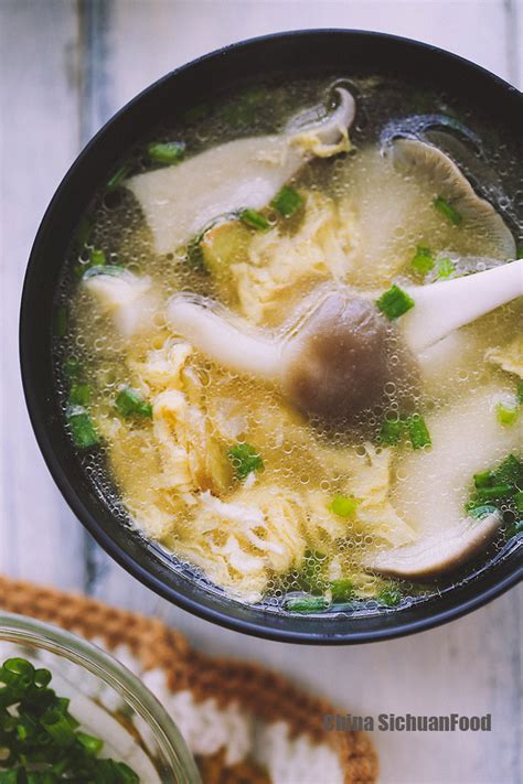 Egg Flower Soup With Oyster Mushroom China Sichuan Food