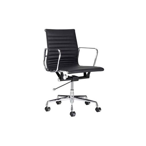 Silla Oficina Giratoria Con Ruedas E Aluminium Style Piel Negra