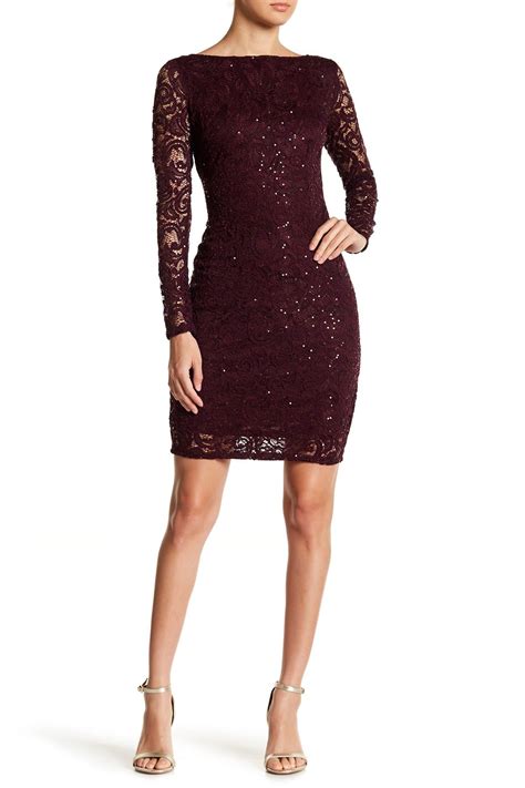 Buy Marina Long Sleeve Lace Sequin Dress Cheap Online