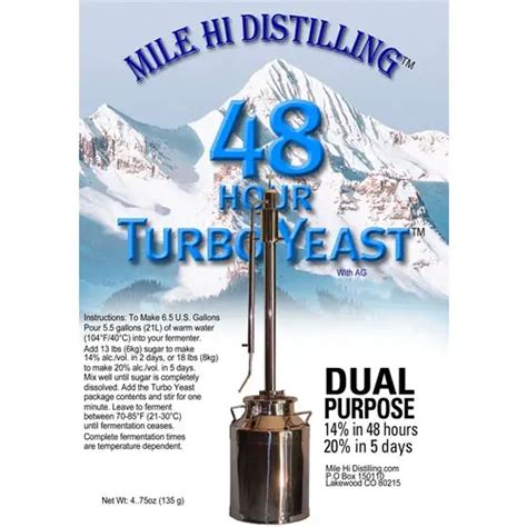 Mile Hi Distilling 48-Hour Turbo Yeast with AG (25 PACK) - Mile Hi ...