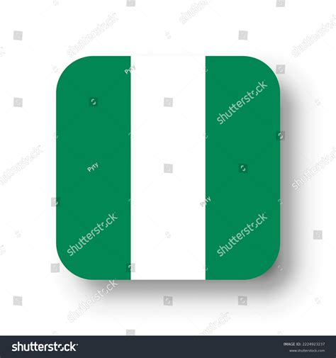 Nigeria Flag Flat Vector Square Rounded Stock Vector (Royalty Free