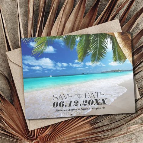 Tropical Beach Wedding Save The Date Announcement Postcard Zazzle