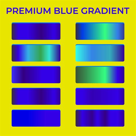 Gradients set of metallic gradients blue color with yellow background ...