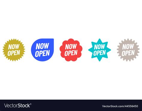 Now Open Starburst Icon Set Royalty Free Vector Image