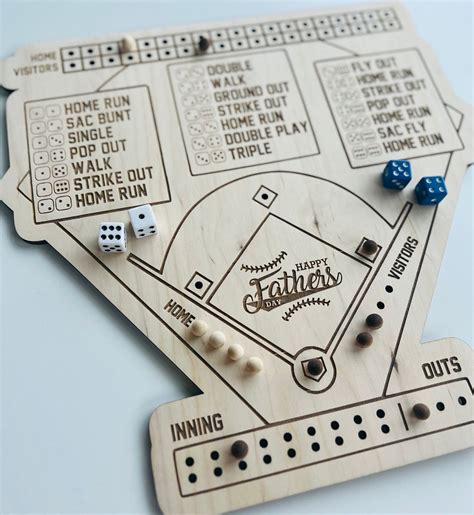 Dice Baseball Board Game SVG DXF AI Engraving File Laser Ready