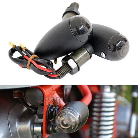 Motorcycle Black Bullet Turn Signals Amber Lights Blinkers For Harley