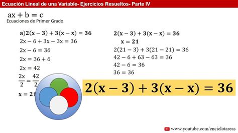 Ejemplos De Ecuaciones De Primer Grado Con Una Variable 7D5