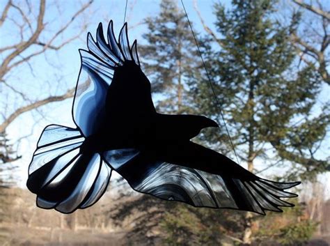 Raven Stained Glass Stained Glass Bird Raven Art Gothic Etsy Stained Glass Bird Glass Art