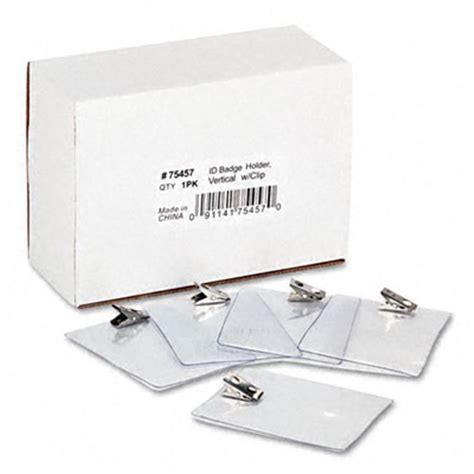 Advantus 75457 ID Badge Holder Vertical With Clip 50 Per Pack Badges