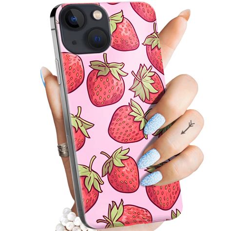 Etui Do Iphone Mini Wzory Truskawki Poziomki Owoce Obudowa Pokrowiec