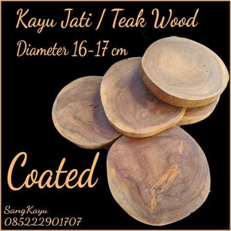 Jual Teak Wood Slice Cm Potongan Kayu Jati Talenan Tatakan Coated