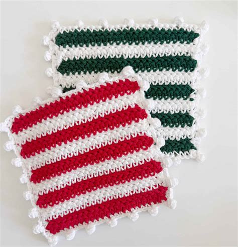 Crochet Christmas Stripes Hot Pad Pot Holder Daisy Farm Crafts