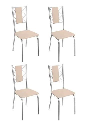 Cadeira Cozinha Lisboa 4c076 Aço Kit 4 Uni Cromada nude kapp