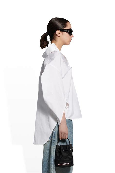 Balenciaga Womens Swing Twisted Shirt In White Editorialist