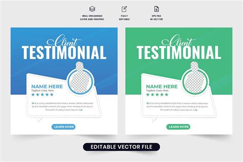 Client Testimonials Testimonial Template Vector With Blue And Green