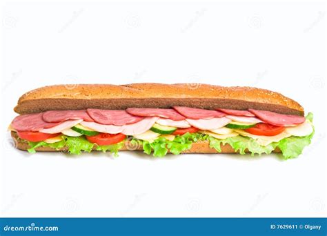 Baguette Sub Sandwich Whole Grain Grains With Cheese Fresh Isolated On