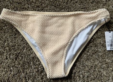 Shade Shore Womens Bikini Bottom Hi Cut Cheeky Lined Cream XL NWT