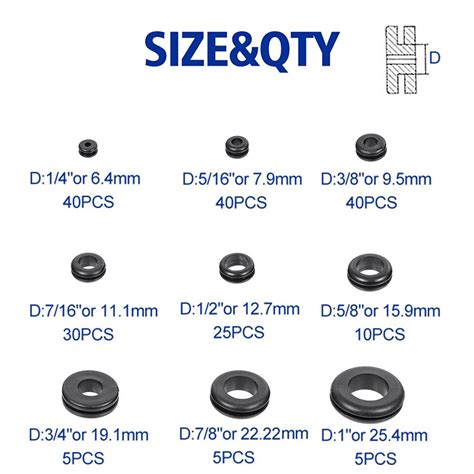 Pieces Hollow Rubber Grommet Firewall Hole Plug Assortment Kit