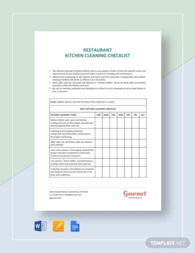 12+ Kitchen Checklist Templates - Google Docs, Word, Pages, PDF