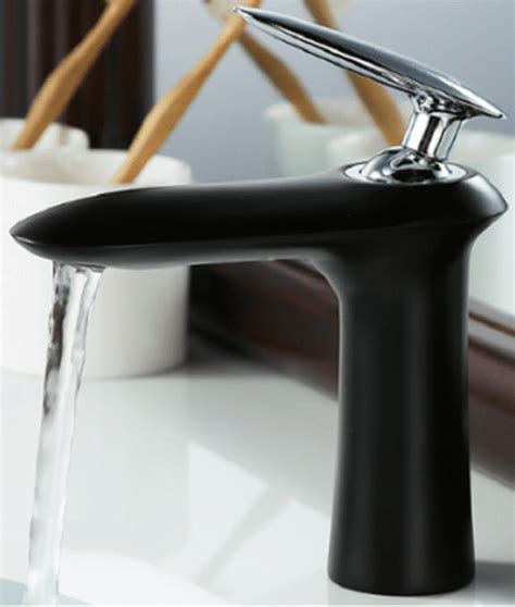 Modern Single Hole Single Handle Brass Bathroom Sink Faucet in Black ...