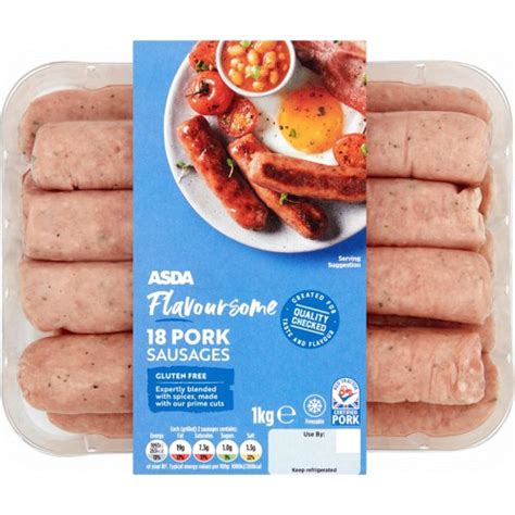 Asda 18 Flavoursome Pork Sausages 1kg 1026g Compare Prices And Where