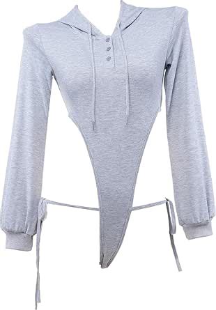 Amazon Jilneed Women Sexy One Piece Lingerie Outfit Teddy Long Sleeve Bodysuit Bodycon