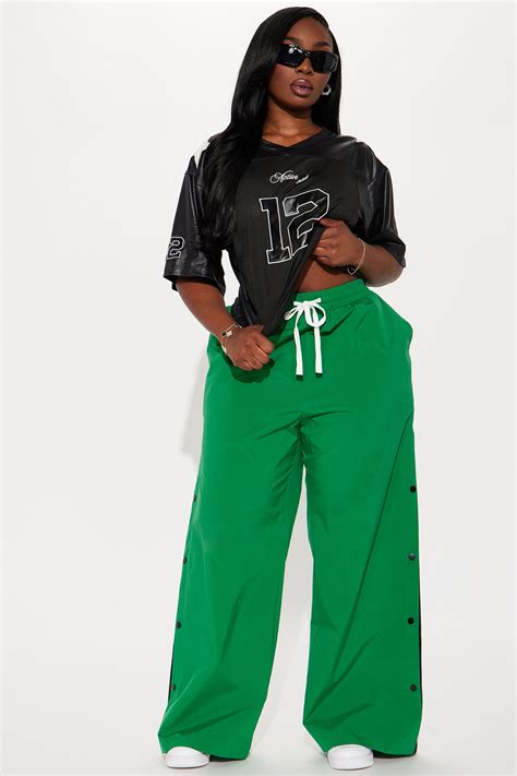 Jennie Snap Button Track Pant - Green/combo | Fashion Nova