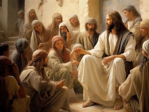 Premium AI Image Jesus Christ Talking To People Oil Painting