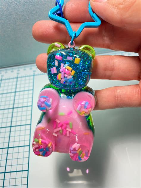 Gummy Bear Keychain Layered Resin Gummy Bear Kawaii Gummy Etsy