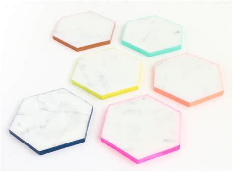 Diy It Colorful Edged Marble Hexagon Coasters A Kailo Chic Life