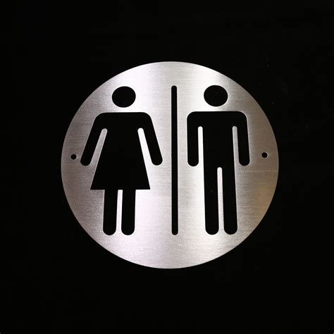 Brushed Stainless Steel Unisex Toilet Sign