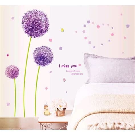 Jual Stiker Dinding Kaca Wall Sticker Dandelion Ungu I Miss You