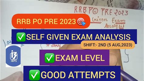 Ibps Rrb Po Preself Given Exam Analysis📝 Shift2nd 05 Aug2023