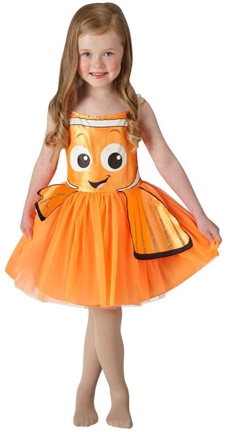 Girls Official Disney Orange Finding Nemo Dory Tutu Fancy Dress Costume