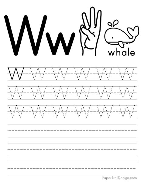 Letter W Tracing Worksheet, English Alphabet Worksheets 705