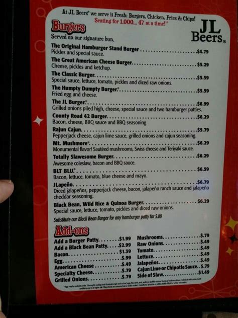 Menu at JL Beers Burnsville pub & bar, Burnsville