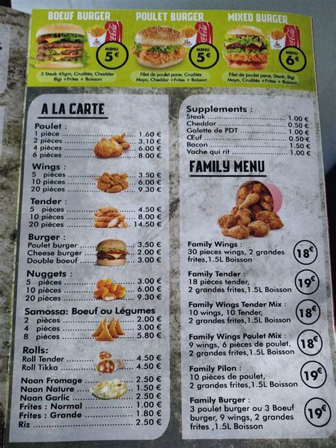 Menu At Poulet Station Restaurant Creil