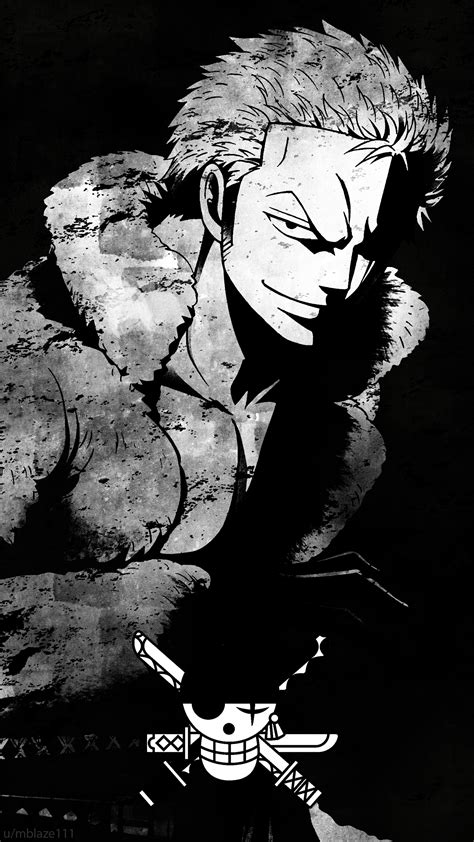 Zoro Black And White Wallpaper