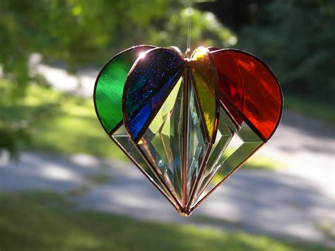 Stained Glass Heart Rainbow Rainbow Heart Bevel Heart